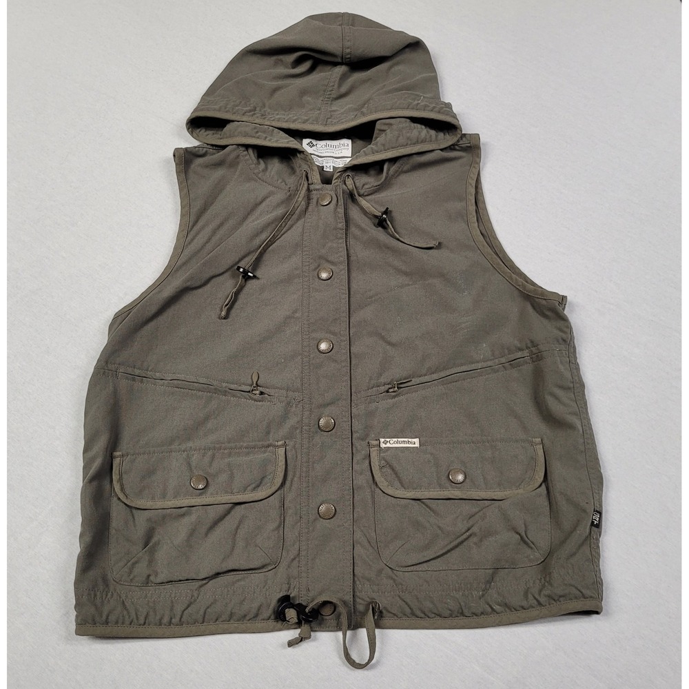 Vintage Columbia GRT Hooded Utility Cargo Vest Olive Green Gorpcore Women's M